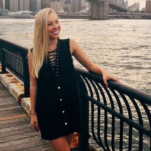 Forever 21 lace up distressed denim top size L